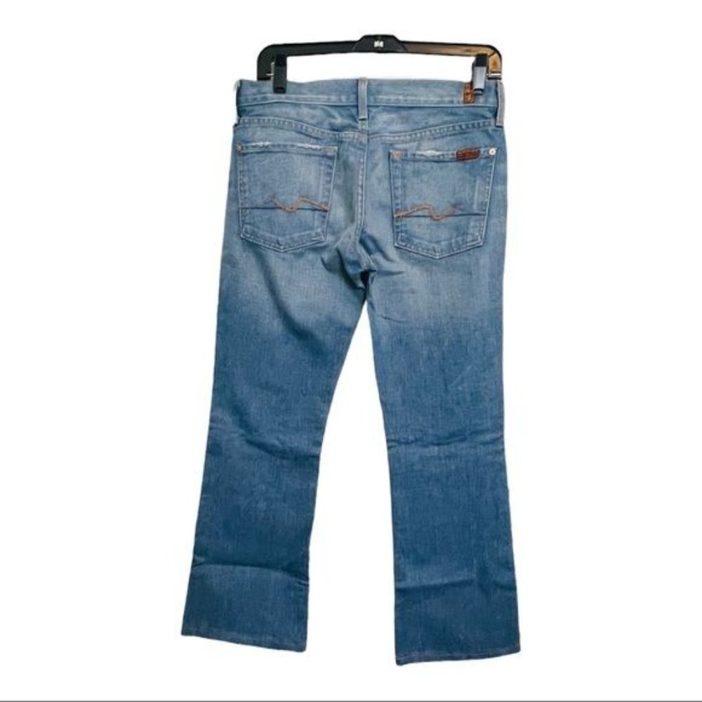 7 For All Mankind Flare Jeans Designer Denim Light Blue Wash Womens Size 28 - Picture 7 of 12
